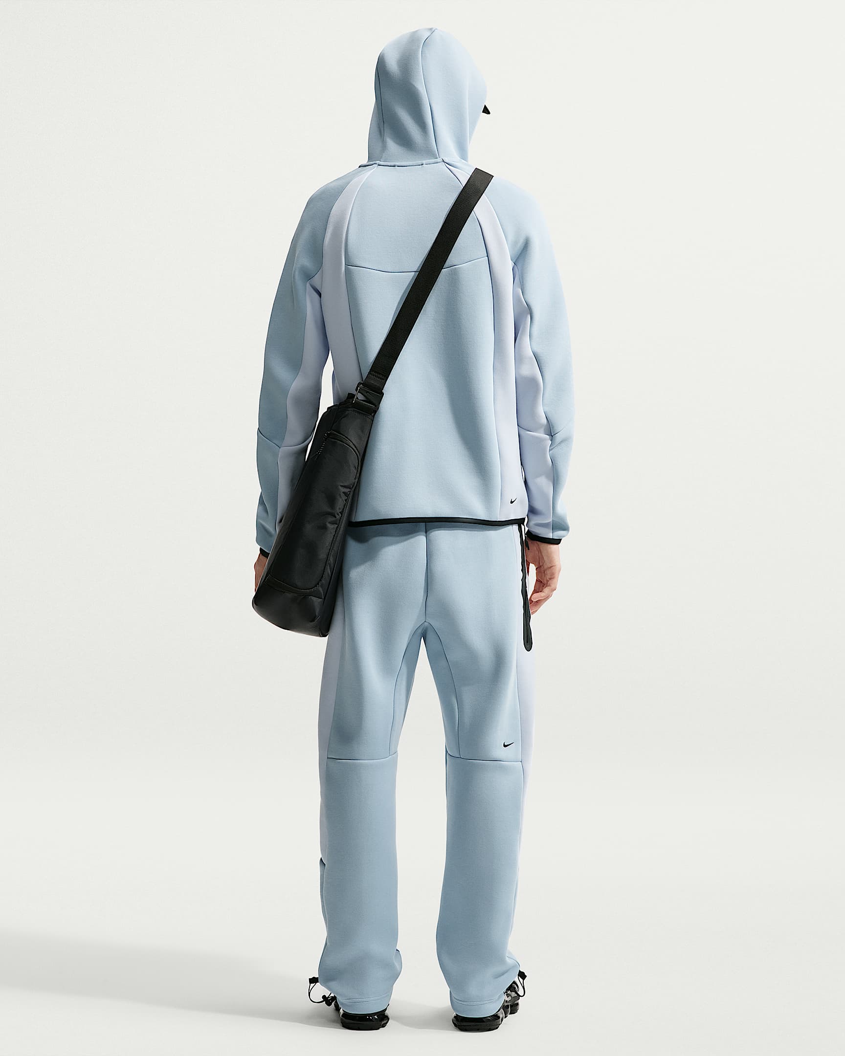Nike Tech Renk Bloklu Tam Boy Fermuarlı Fleece Windrunner Erkek Ceketi - Light Armory Blue/Football Grey/Siyah