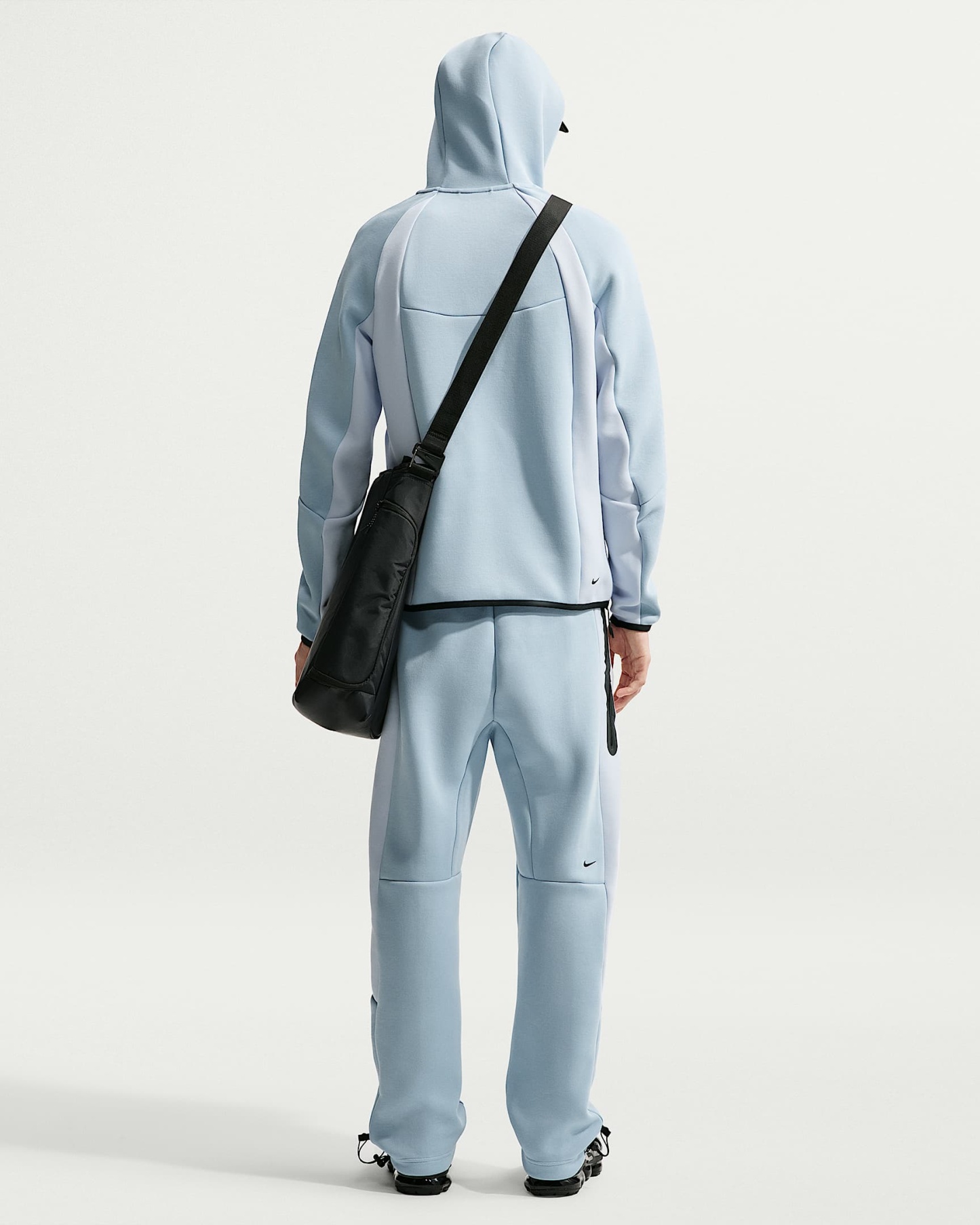 Nike Tech Renk Bloklu Tam Boy Fermuarlı Fleece Windrunner Erkek Ceketi - Light Armory Blue/Football Grey/Siyah