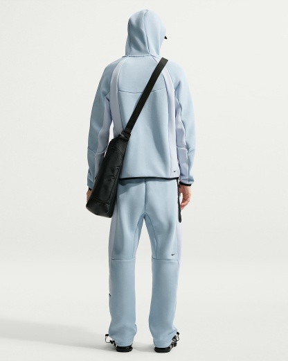 Nike Tech Renk Bloklu Tam Boy Fermuarlı Fleece Windrunner Erkek Ceketi - Light Armory Blue/Football Grey/Siyah
