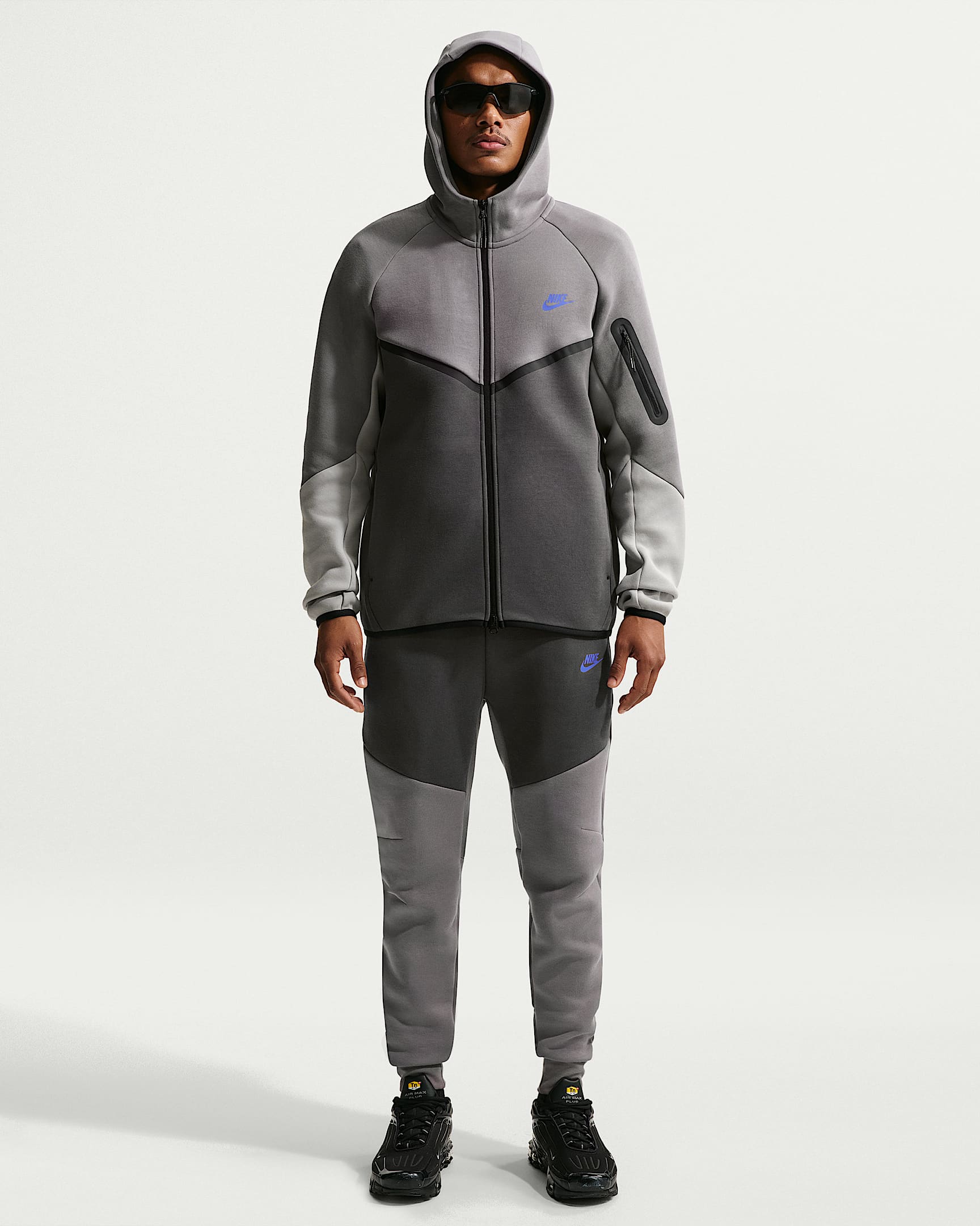 Nike Tech Fleece Windrunner Tam Boy Fermuarlı Erkek Ceketi - Pencil Point/Medium Ash/College Grey/Sapphire