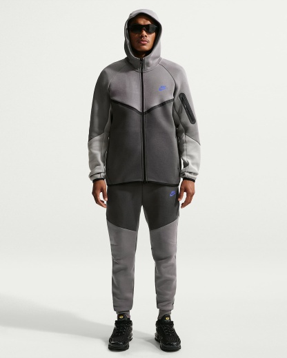 Nike Tech Fleece Windrunner Tam Boy Fermuarlı Erkek Ceketi - Pencil Point/Medium Ash/College Grey/Sapphire