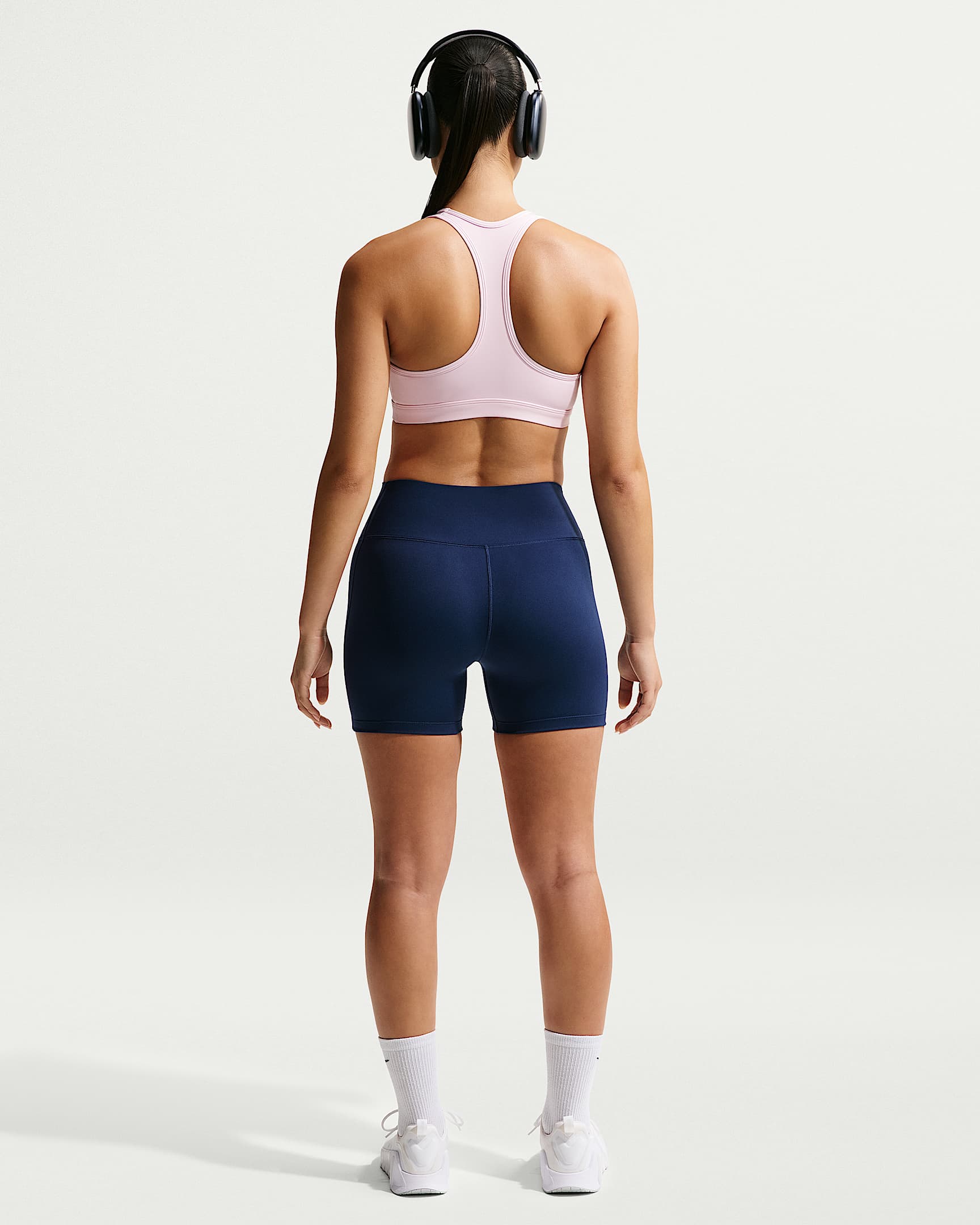 Nike One Yüksek Belli 13 cm Kadın Bisiklet Şortu - Midnight Navy/Beyaz