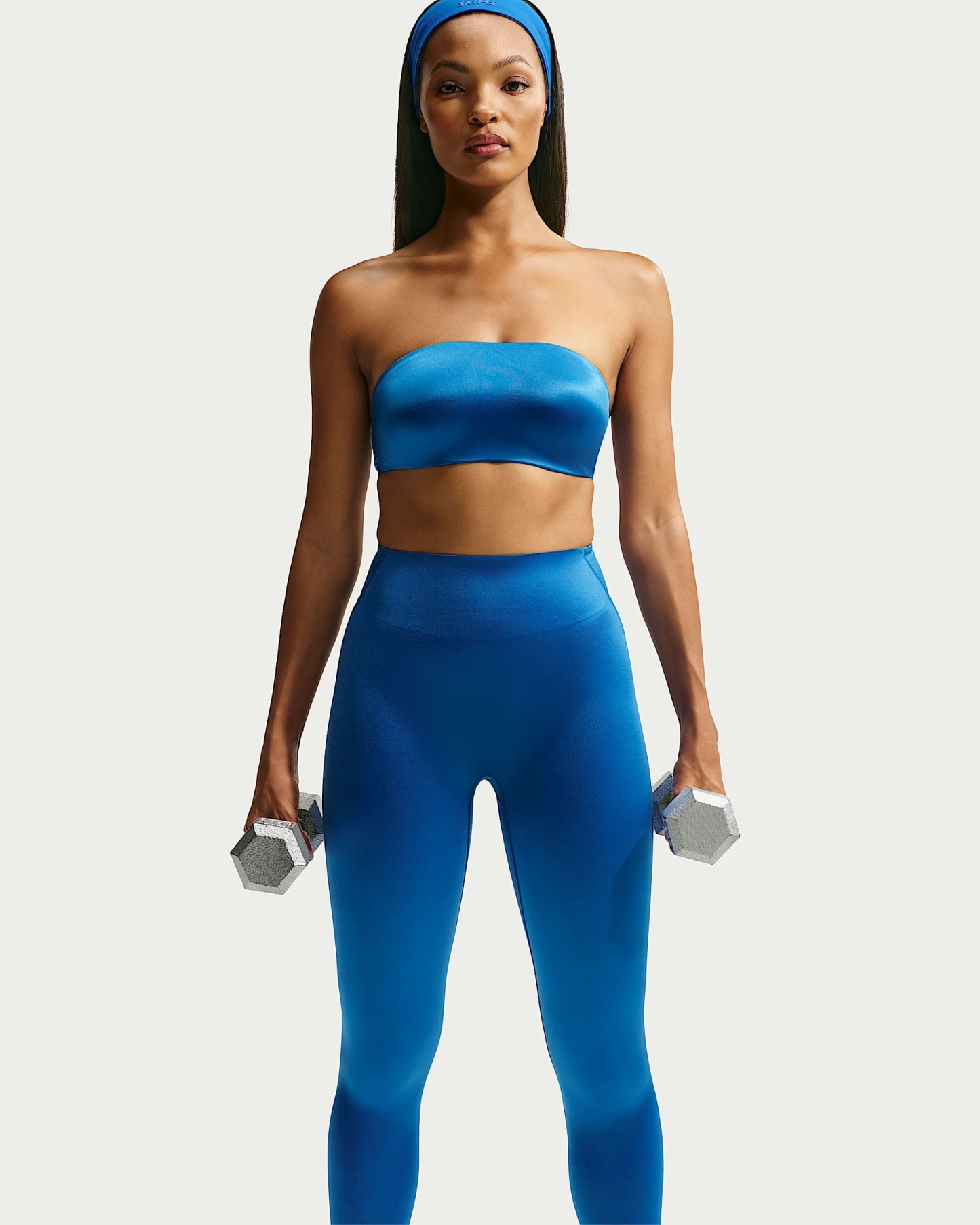 NikeSKIMS Satin Shine Yüksek Belli Dikişsiz 66 cm Kadın Taytı - NSKM Cobalt/NSKM Cobalt