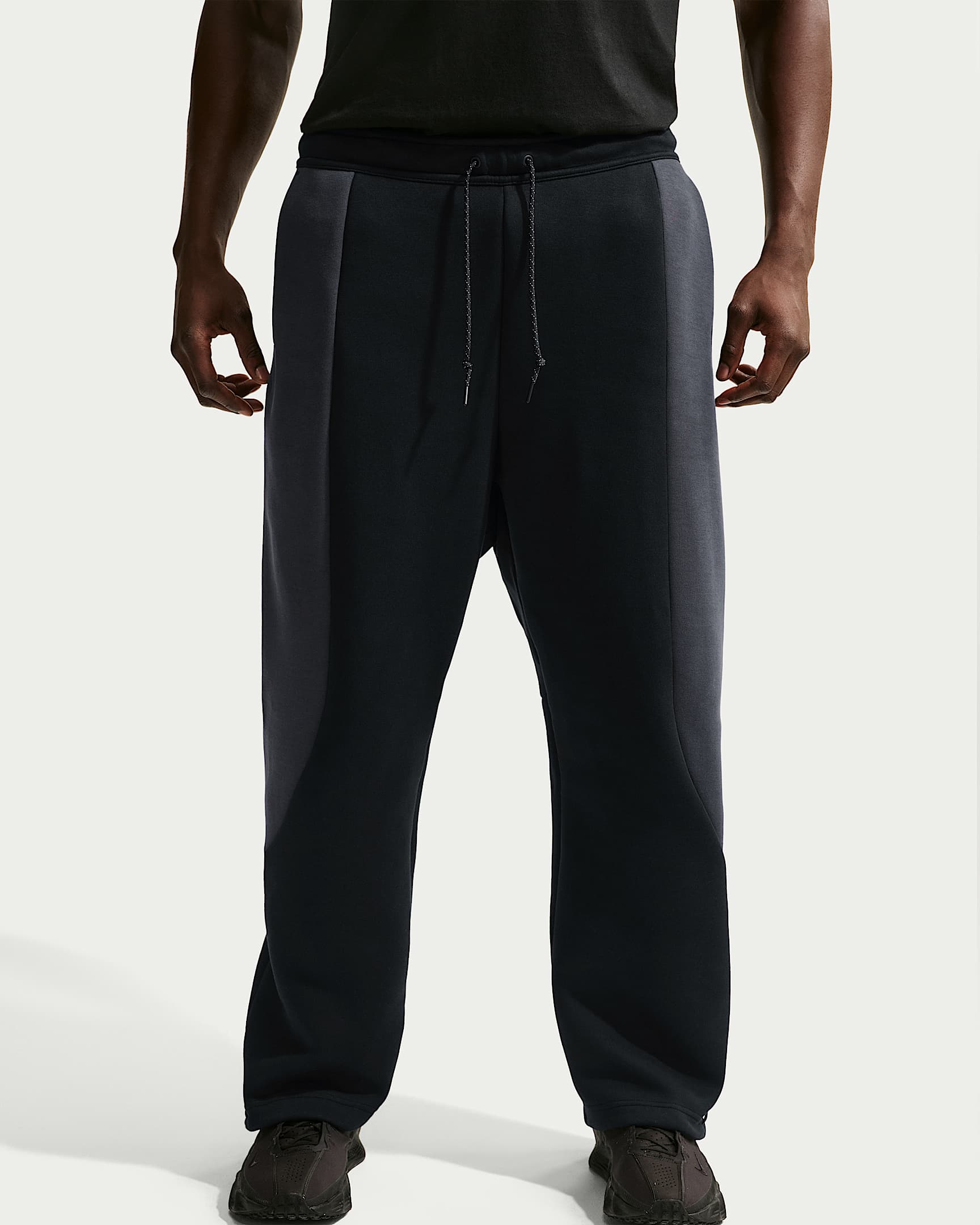 Nike Tech Renk Bloklu Açık Paçalı Fleece Erkek Eşofman Altı - Siyah/Anthracite/Siyah