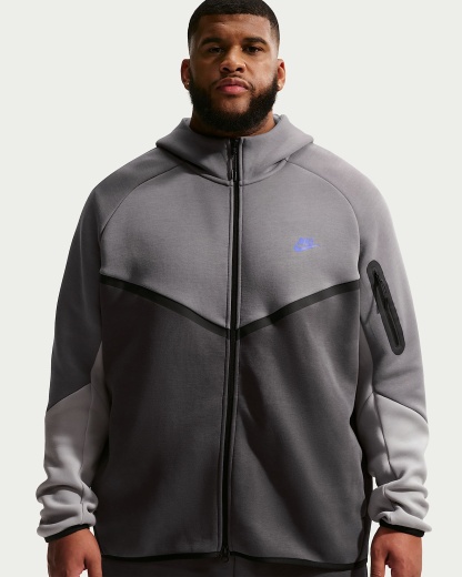 Nike Tech Fleece Windrunner Tam Boy Fermuarlı Erkek Ceketi - Pencil Point/Medium Ash/College Grey/Sapphire