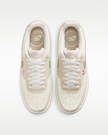 Nike Court Vision Low SE "Stitched Floral" Kadın Ayakkabısı - Sail/Light Orewood Brown/Cream II
