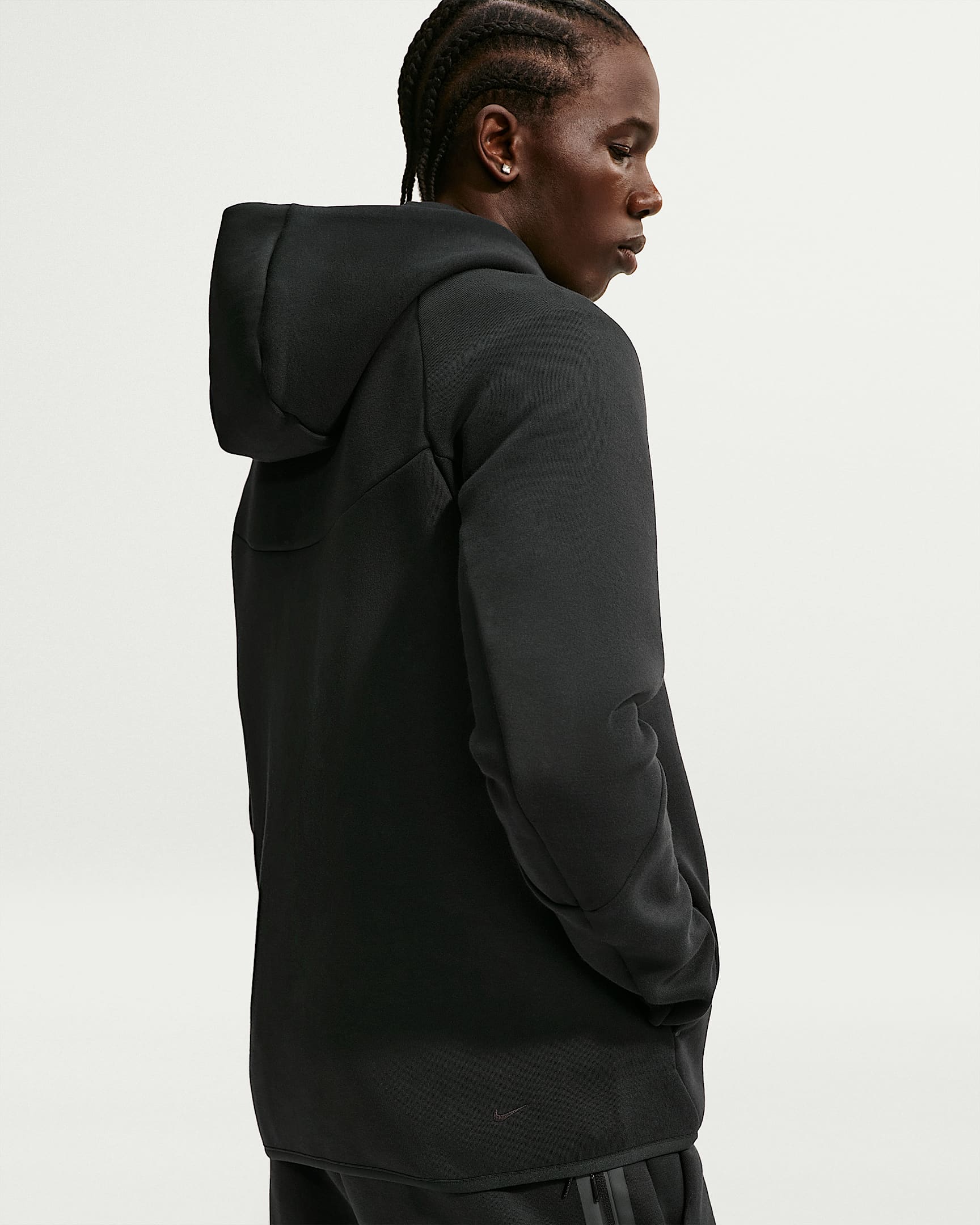 Nike Tech Fleece Windrunner Tam Boy Fermuarlı Erkek Ceketi - Siyah/Siyah