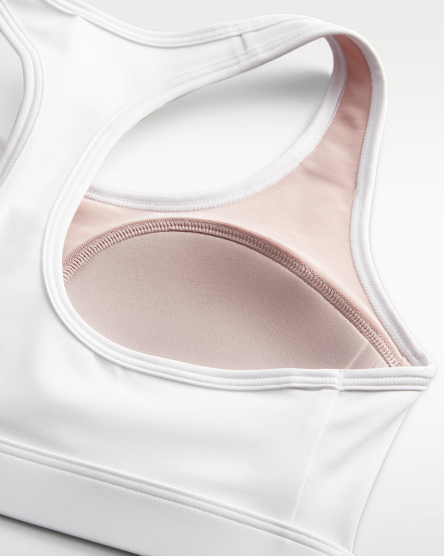 Nike Swoosh Orta Destekli Pedli Kadın Spor Sütyeni - Beyaz/Stone Mauve/Siyah