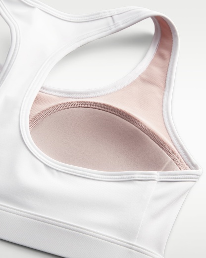 Nike Swoosh Orta Destekli Pedli Kadın Spor Sütyeni - Beyaz/Stone Mauve/Siyah