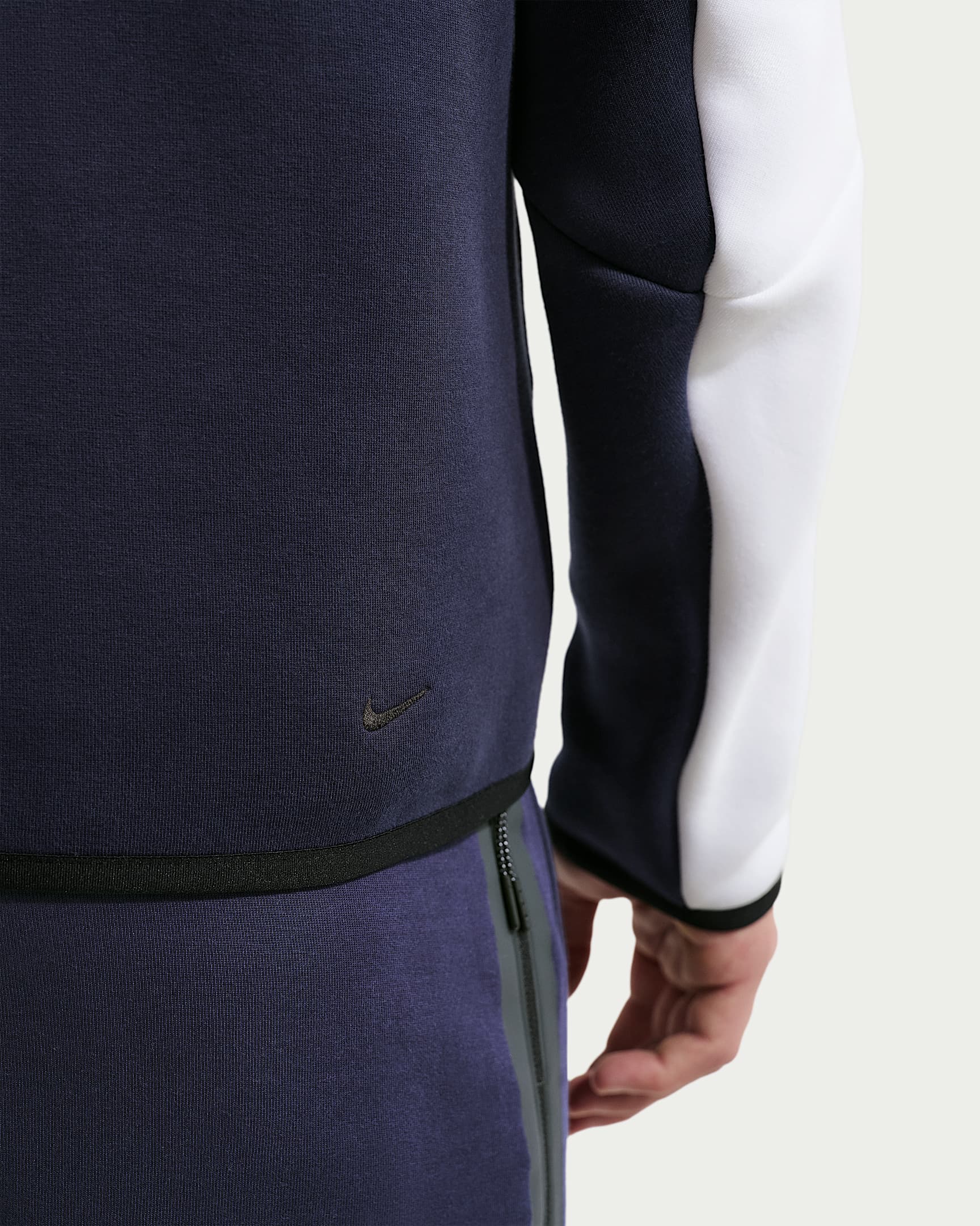 Nike Tech Fleece Windrunner Tam Boy Fermuarlı Erkek Ceketi - Beyaz/Obsidian/Speed Red