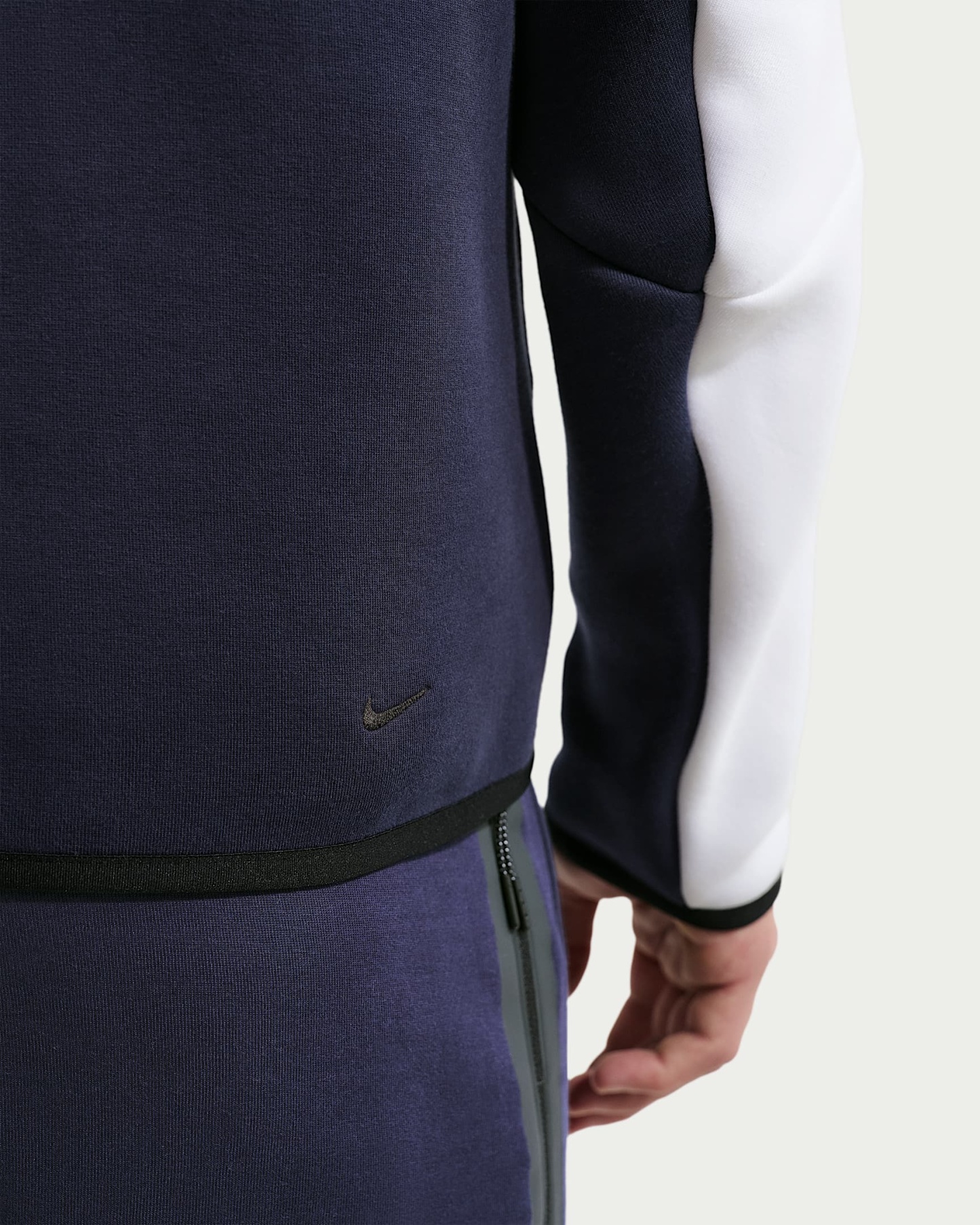 Nike Tech Fleece Windrunner Tam Boy Fermuarlı Erkek Ceketi - Beyaz/Obsidian/Speed Red