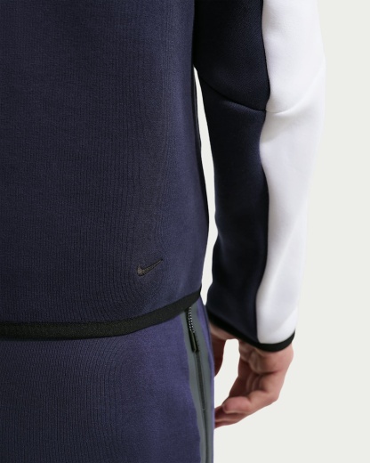 Nike Tech Fleece Windrunner Tam Boy Fermuarlı Erkek Ceketi - Beyaz/Obsidian/Speed Red
