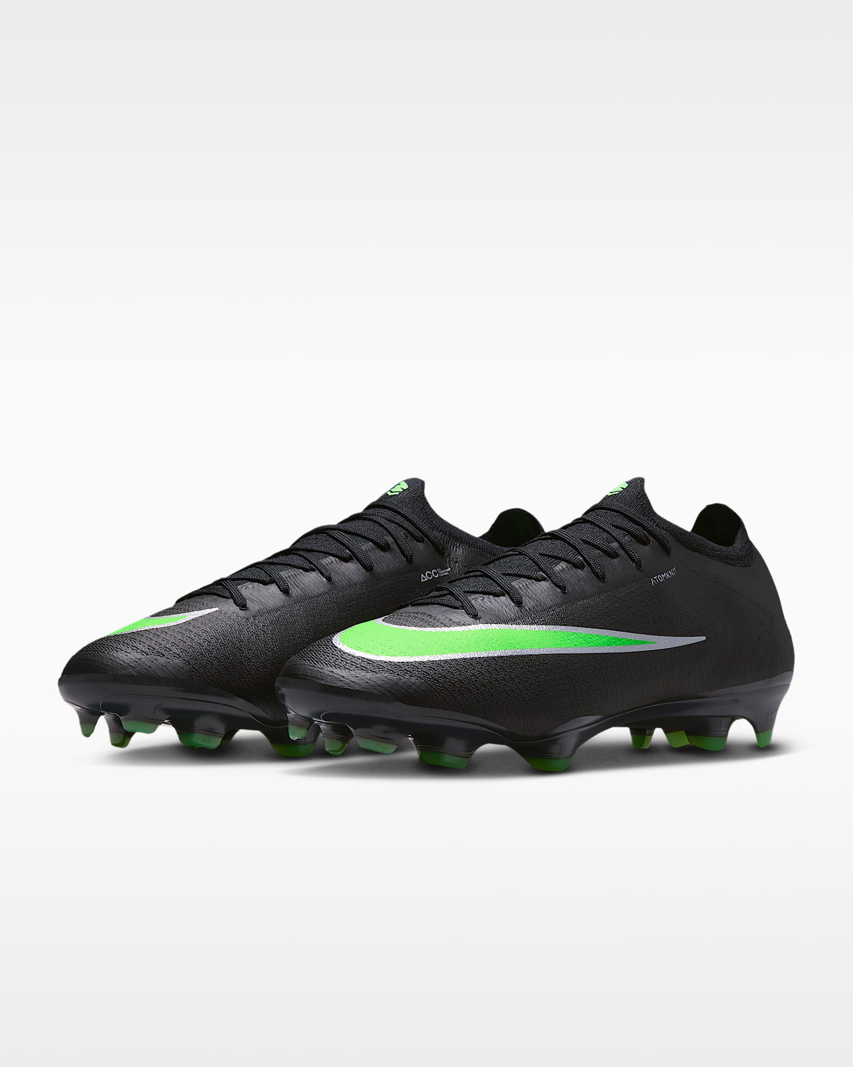 Nike Mercurial Vapor 17 Elite Düşük Bilekli Kuru Çim Zemin Kramponu - Siyah/Siyah/Illusion Green