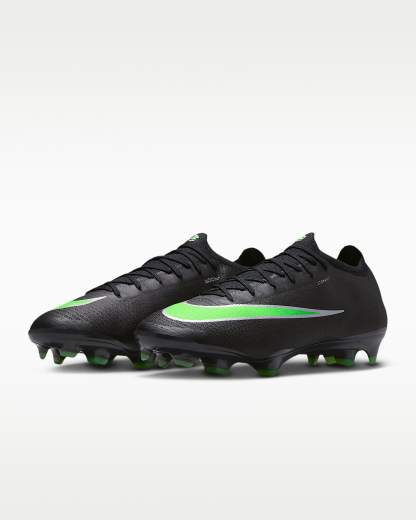 Nike Mercurial Vapor 17 Elite Düşük Bilekli Kuru Çim Zemin Kramponu - Siyah/Siyah/Illusion Green