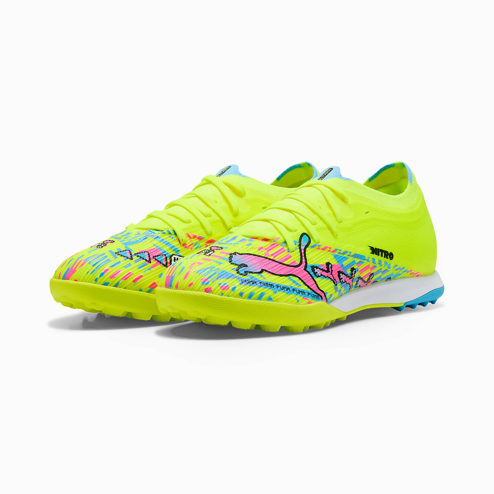 ULTRA NITRO™ 7 MATCH ADVANCED LEVEL TT UNISEX Krampon - PUMA White-Blue Glimmer-Pink Glimmer-Yellow Alert - 109242_01 - Görsel 2