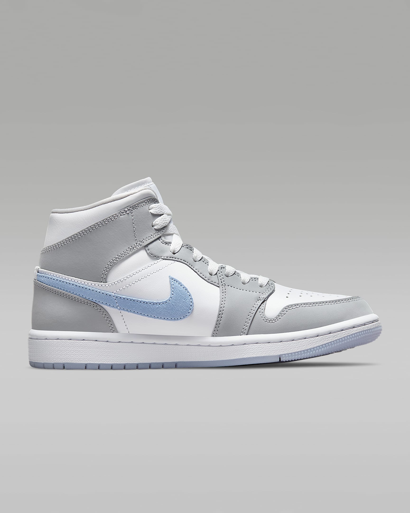 Air Jordan 1 Mid Kadın Ayakkabısı - Beyaz/Wolf Grey/Aluminum
