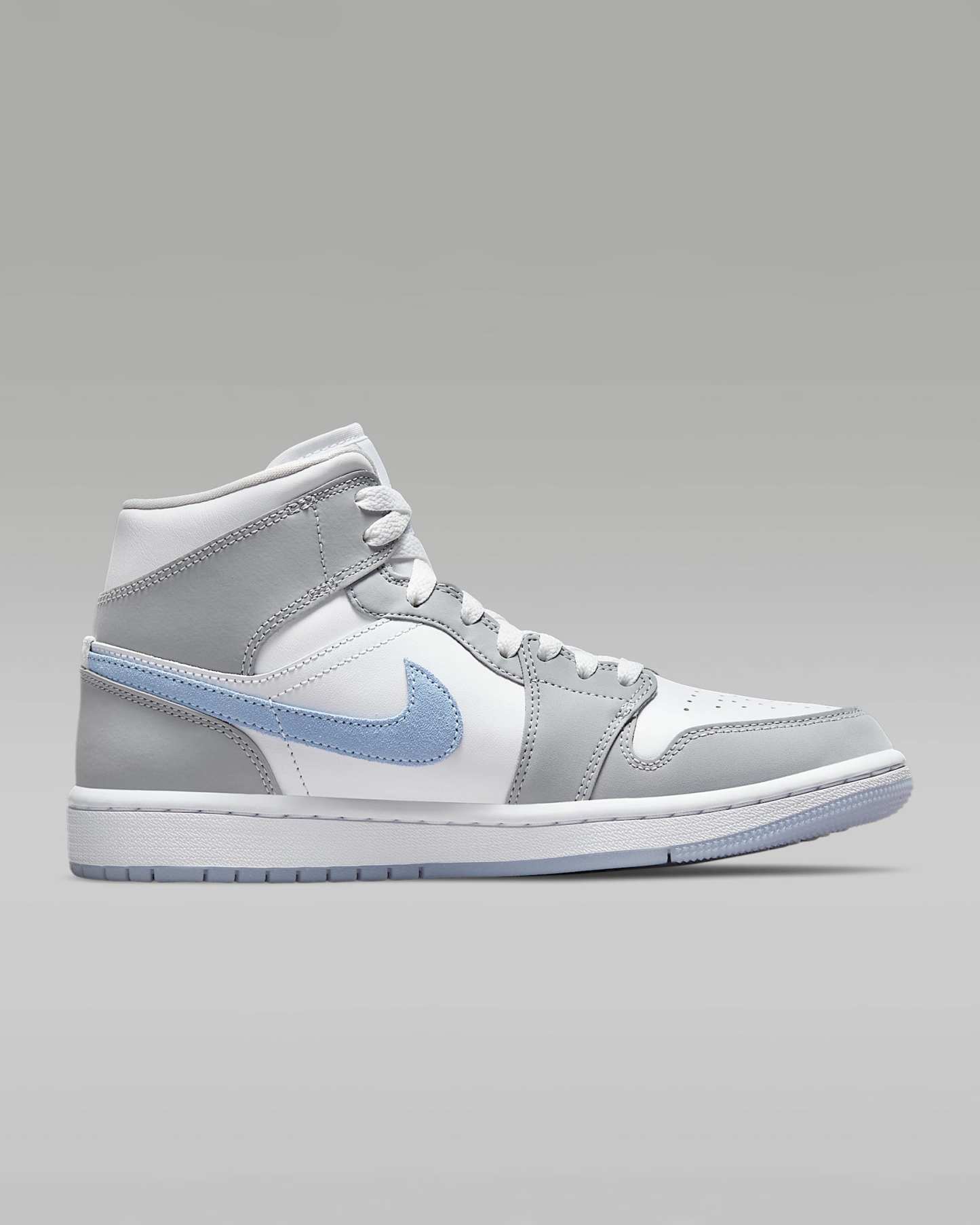 Air Jordan 1 Mid Kadın Ayakkabısı - Beyaz/Wolf Grey/Aluminum