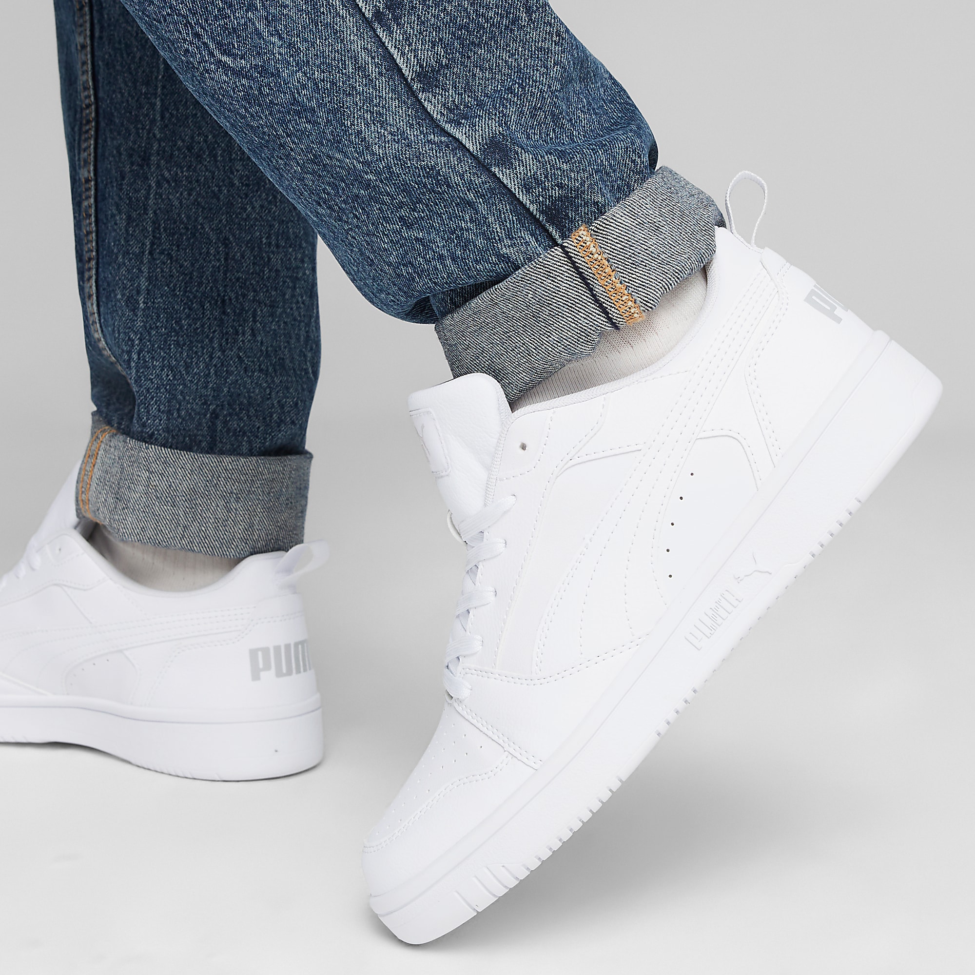 Rebound V6 Low UNISEX Ayakkabı - PUMA White-Cool Light Gray - 406388_03 - Görsel 2