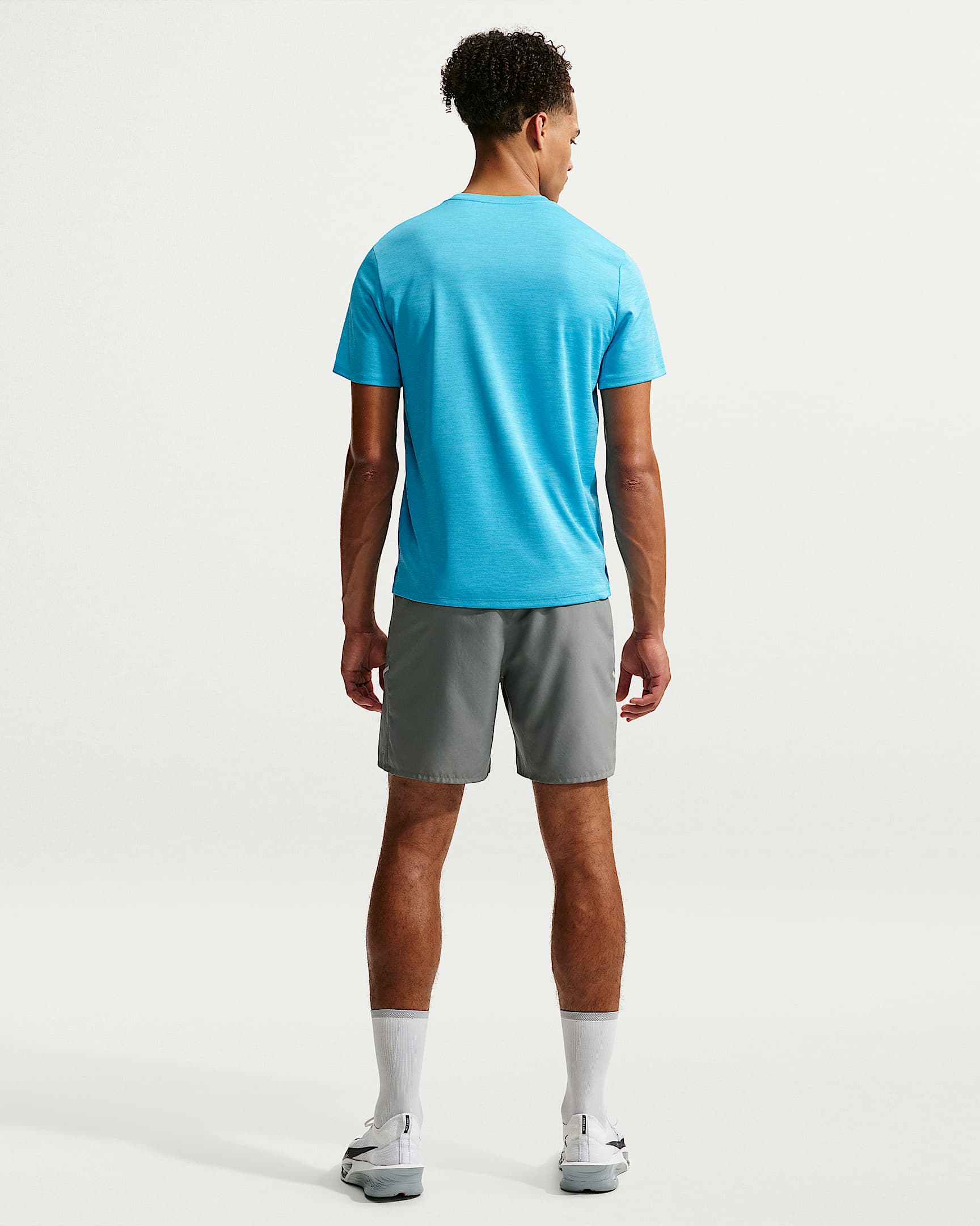 Nike Miler Dri-FIT Kısa Kollu Erkek Koşu Üstü - Baltic Blue/Light Current Blue/Heather