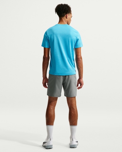 Nike Miler Dri-FIT Kısa Kollu Erkek Koşu Üstü - Baltic Blue/Light Current Blue/Heather