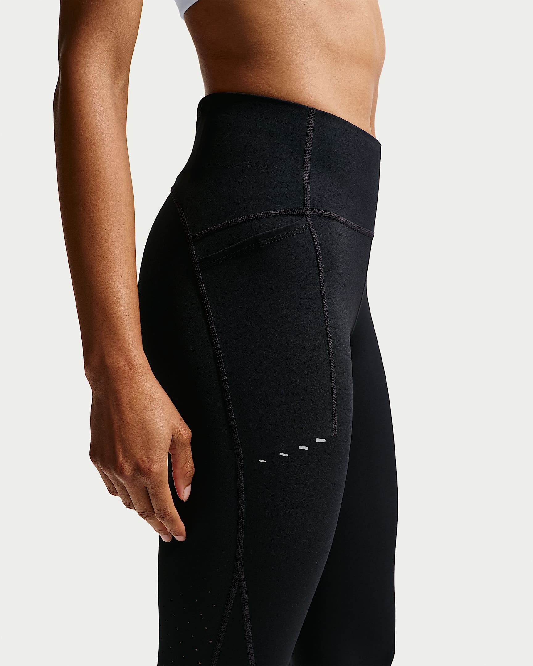 Nike Swift Yüksek Belli Bilek Üstü Cepli Kadın Koşu Taytı - Siyah