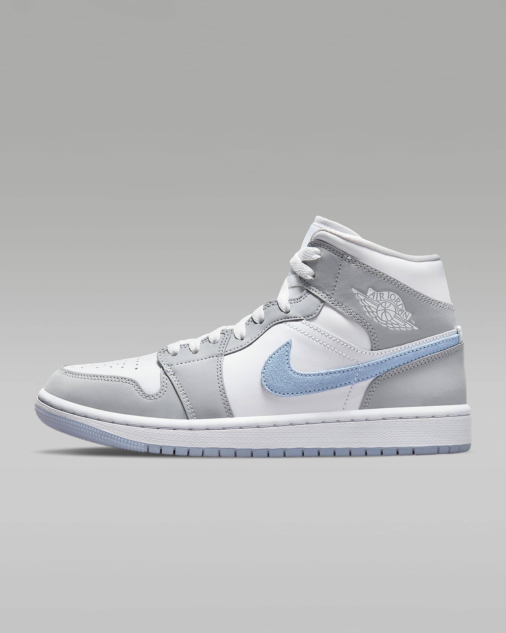 Air Jordan 1 Mid Kadın Ayakkabısı - Beyaz/Wolf Grey/Aluminum