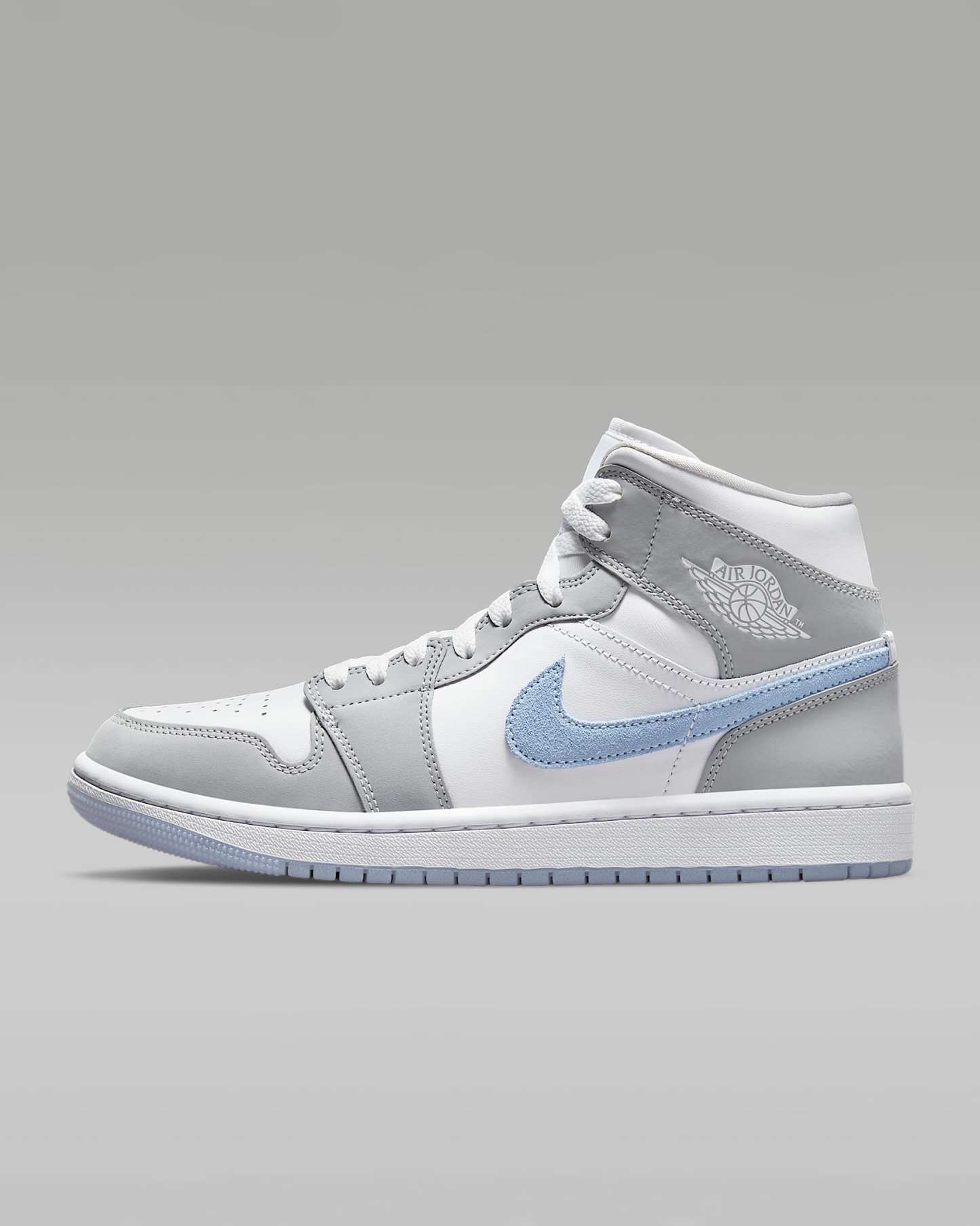 Air Jordan 1 Mid Kadın Ayakkabısı - Beyaz/Wolf Grey/Aluminum