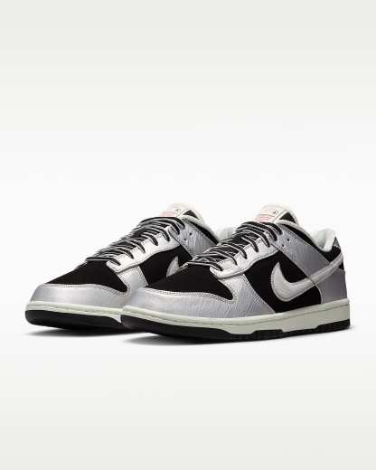 Nike Dunk Low Retro Erkek Ayakkabısı - Metallic Silver/Siyah/Sail/Metallic Silver