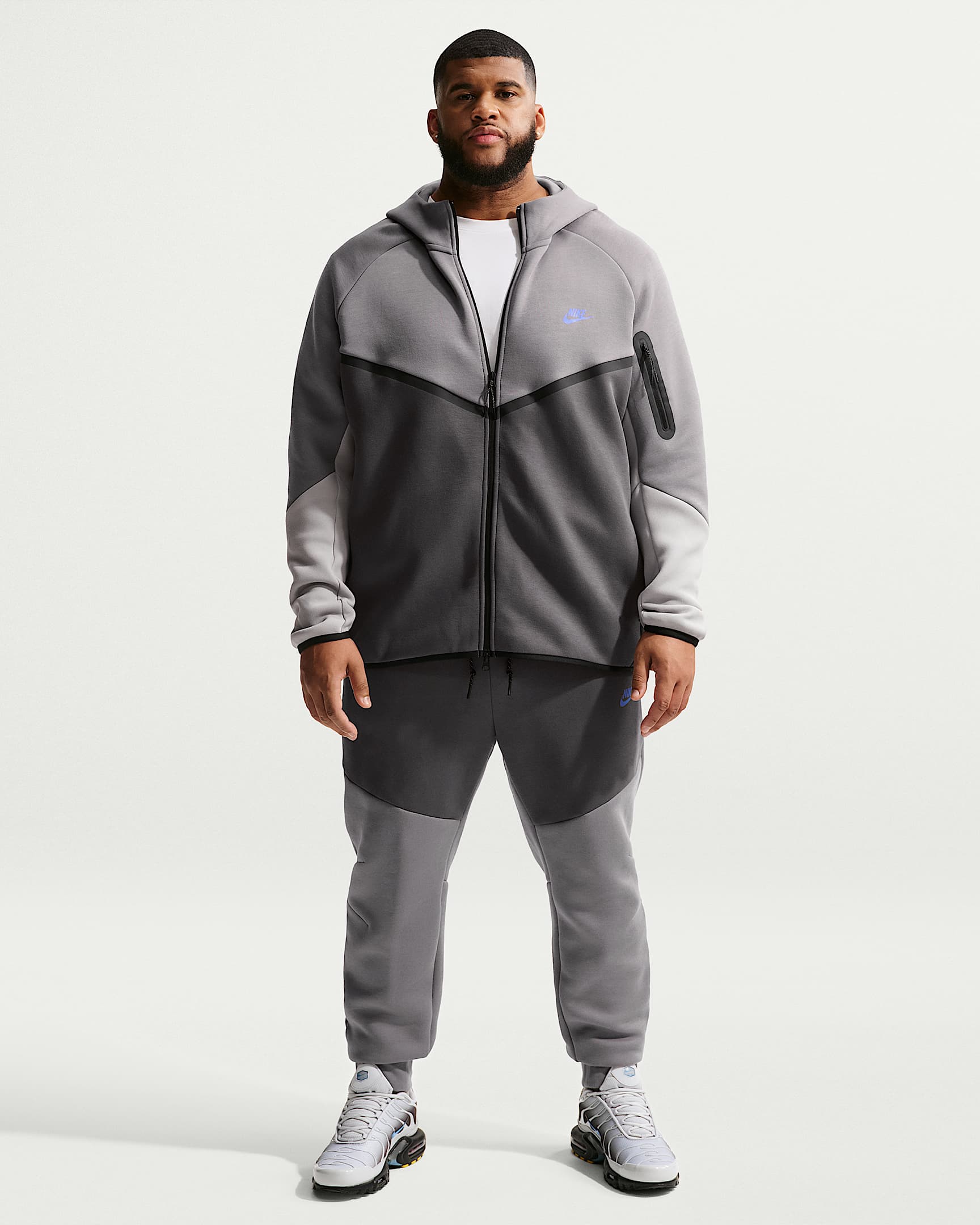 Nike Tech Fleece Windrunner Tam Boy Fermuarlı Erkek Ceketi - Pencil Point/Medium Ash/College Grey/Sapphire