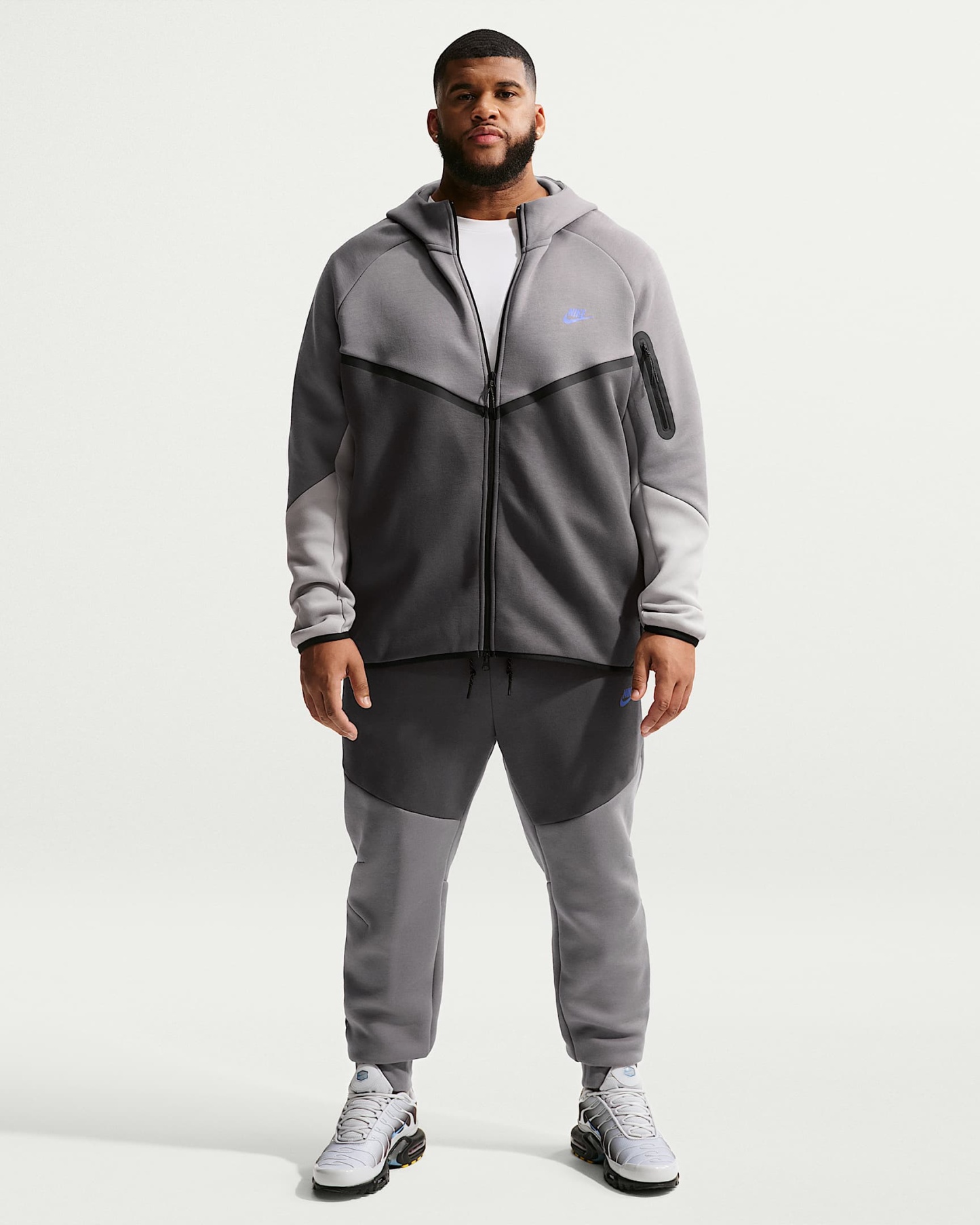 Nike Tech Fleece Windrunner Tam Boy Fermuarlı Erkek Ceketi - Pencil Point/Medium Ash/College Grey/Sapphire