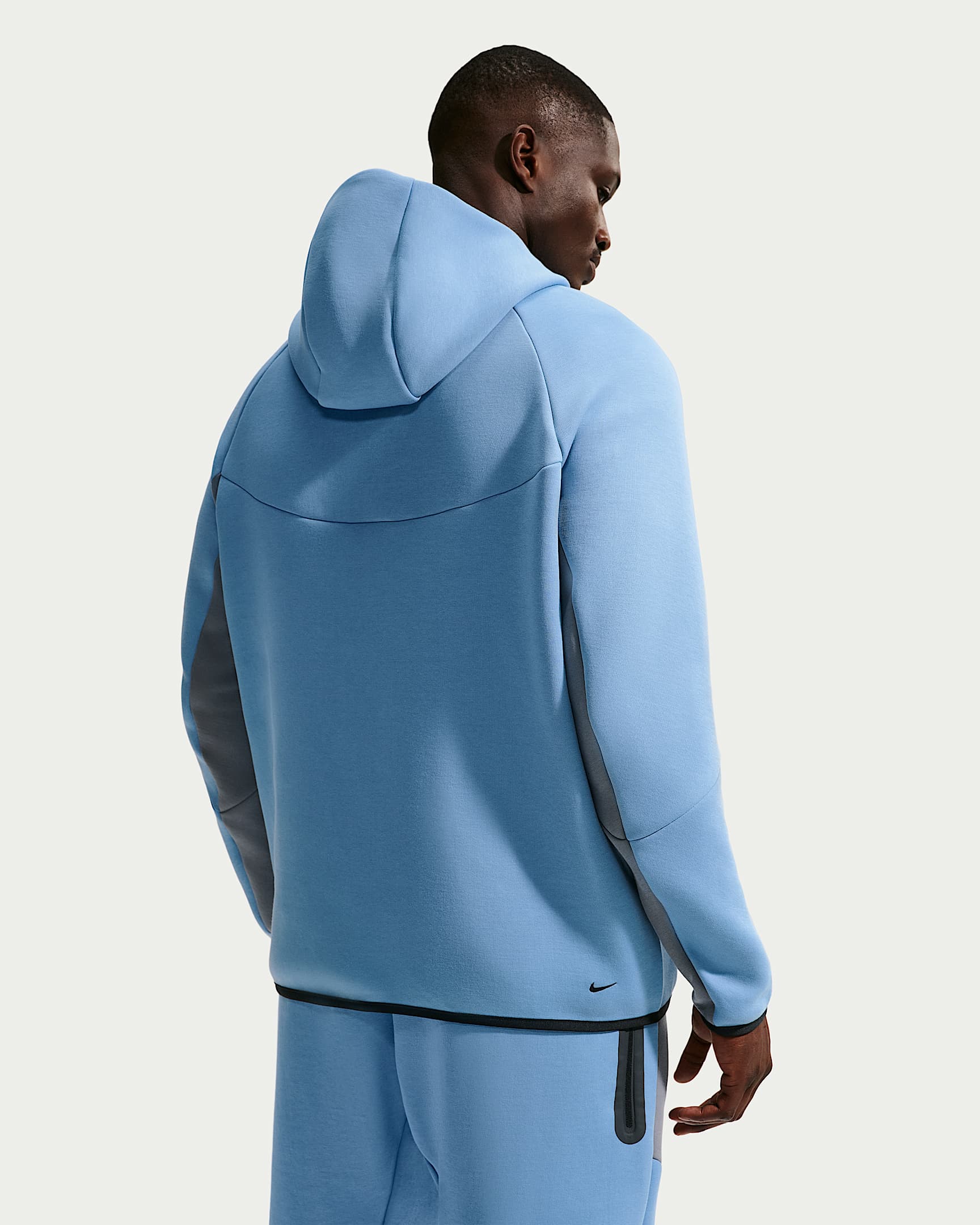 Nike Tech Fleece Windrunner Tam Boy Fermuarlı Erkek Ceketi - Work Blue/Cool Grey/Siyah