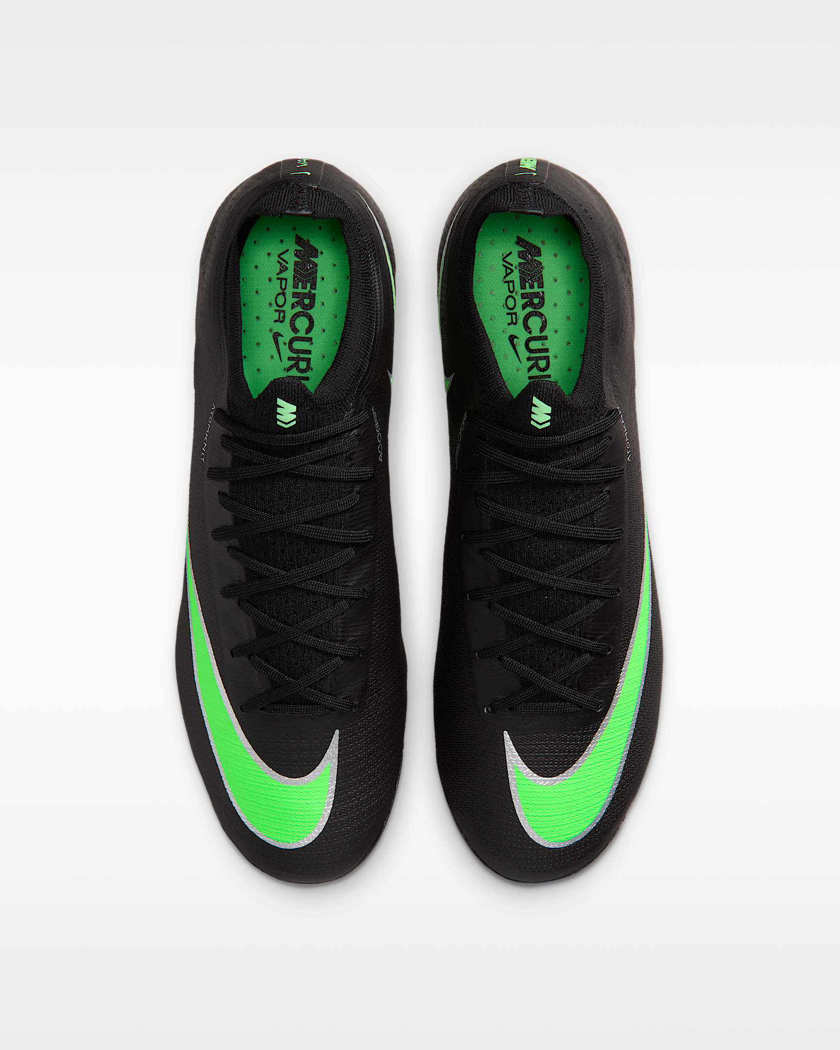 Nike Mercurial Vapor 17 Elite Düşük Bilekli Kuru Çim Zemin Kramponu - Siyah/Siyah/Illusion Green