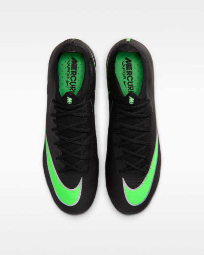 Nike Mercurial Vapor 17 Elite Düşük Bilekli Kuru Çim Zemin Kramponu - Siyah/Siyah/Illusion Green