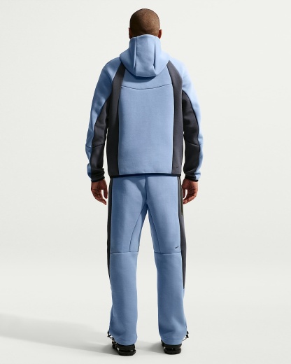 Nike Tech Renk Bloklu Açık Paçalı Fleece Erkek Eşofman Altı - Work Blue/Thunder Blue/Siyah