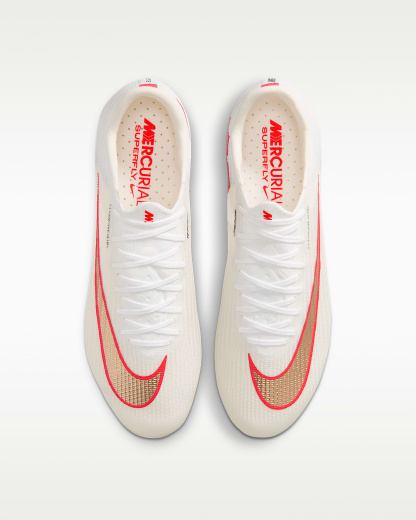 Nike Mercurial Superfly 11 Elite Düşük Bilekli Yumuşak Zemin Kramponu - Beyaz/Bright Crimson/Blur