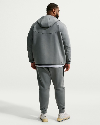 Nike Tech Fleece Windrunner Tam Boy Fermuarlı Erkek Ceketi - Smoke Grey/Football Blue