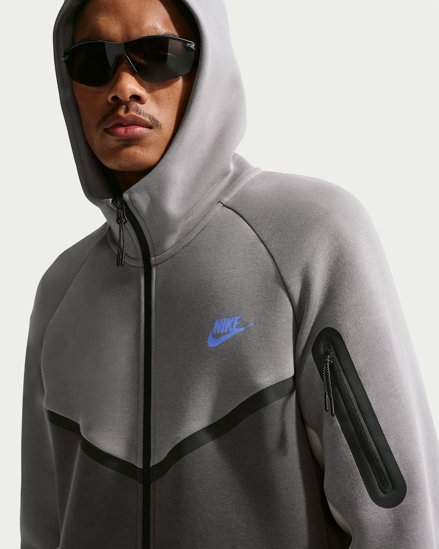 Nike Tech Fleece Windrunner Tam Boy Fermuarlı Erkek Ceketi - Pencil Point/Medium Ash/College Grey/Sapphire