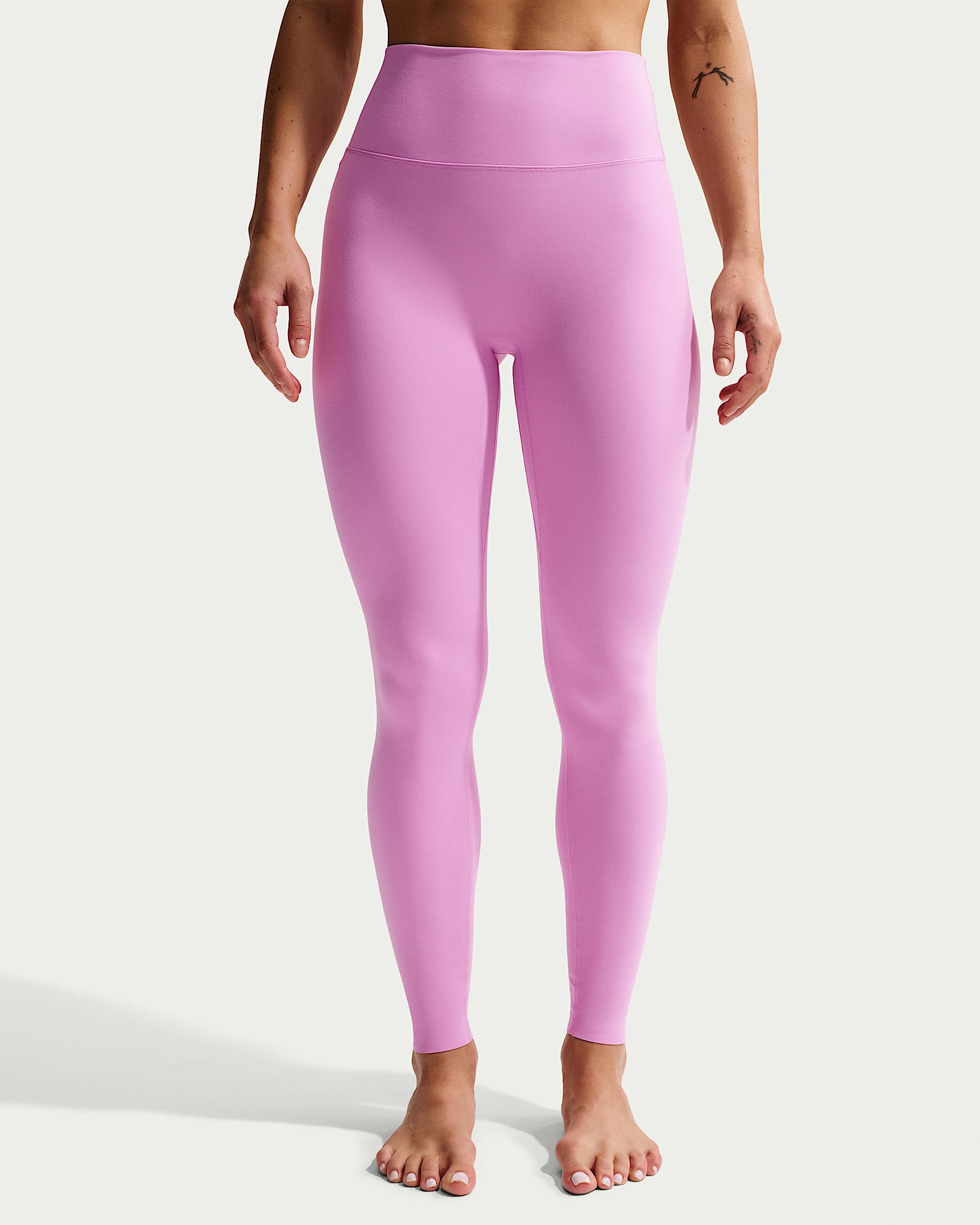 Nike Zenvy Yüksek Belli Ön Dikişsiz Tam Boy Kadın Taytı - Light Magenta/Beyaz