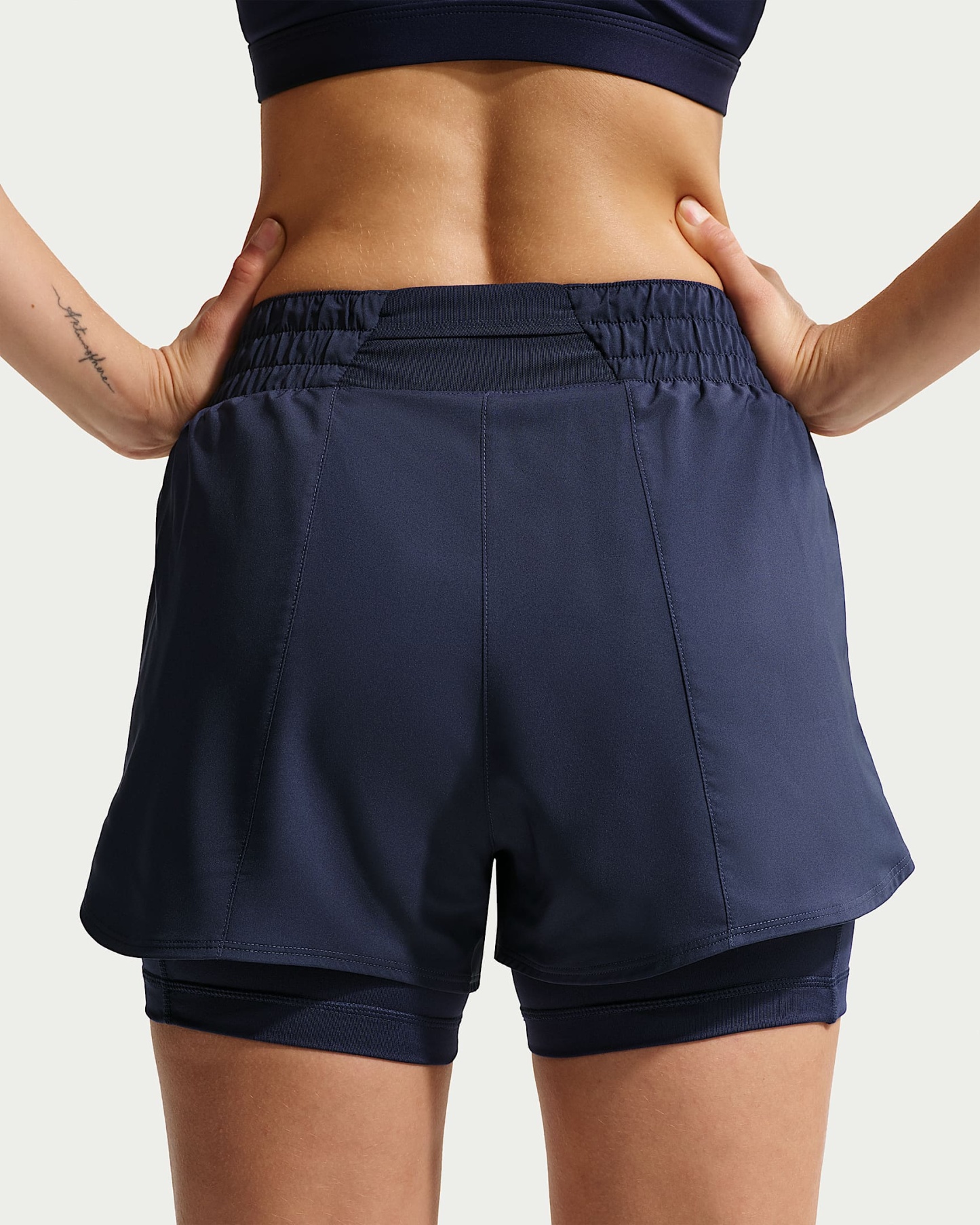Nike One Dri-FIT Yüksek Belli 8 cm 2'si 1 Arada Kadın Şortu - Midnight Navy/Beyaz
