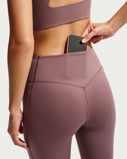 Nike Universa Yüksek Belli Bilek Üstü Ön Dikişsiz Kadın Taytı - Tattoo/Tattoo/Burgundy Crush