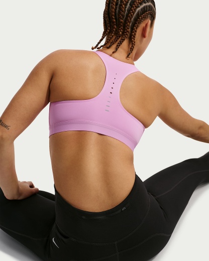 Nike Swift Yüksek Destekli Hafif Astarlı Kadın Spor Sütyeni - Light Magenta/Gümüş Rengi