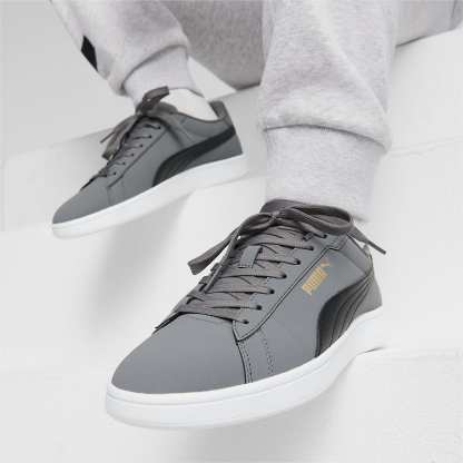 PUMA Smash 3.0 Buck Ayakkabı - Cool Dark Gray-PUMA Black-PUMA Gold-PUMA White - 392336_02 - Görsel 2