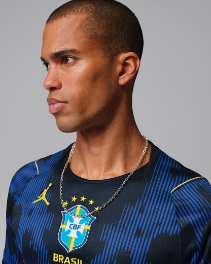Brezilya Milli Takımı 2026 Stadyum Deplasman Nike Dri-FIT Erkek Futbol Forması - Old Royal/Siyah