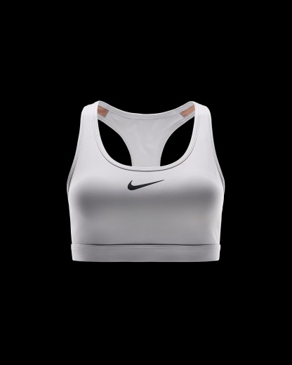 Nike Swoosh Orta Destekli Pedli Kadın Spor Sütyeni - Beyaz/Stone Mauve/Siyah