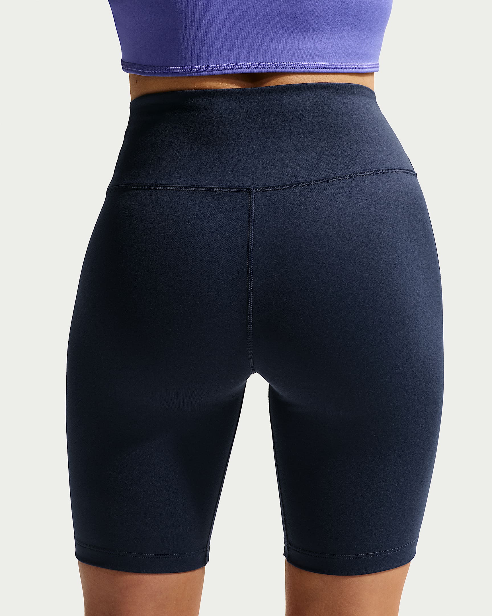 Nike One Yüksek Belli 20 cm Kadın Bisiklet Şortu - Midnight Navy/Beyaz