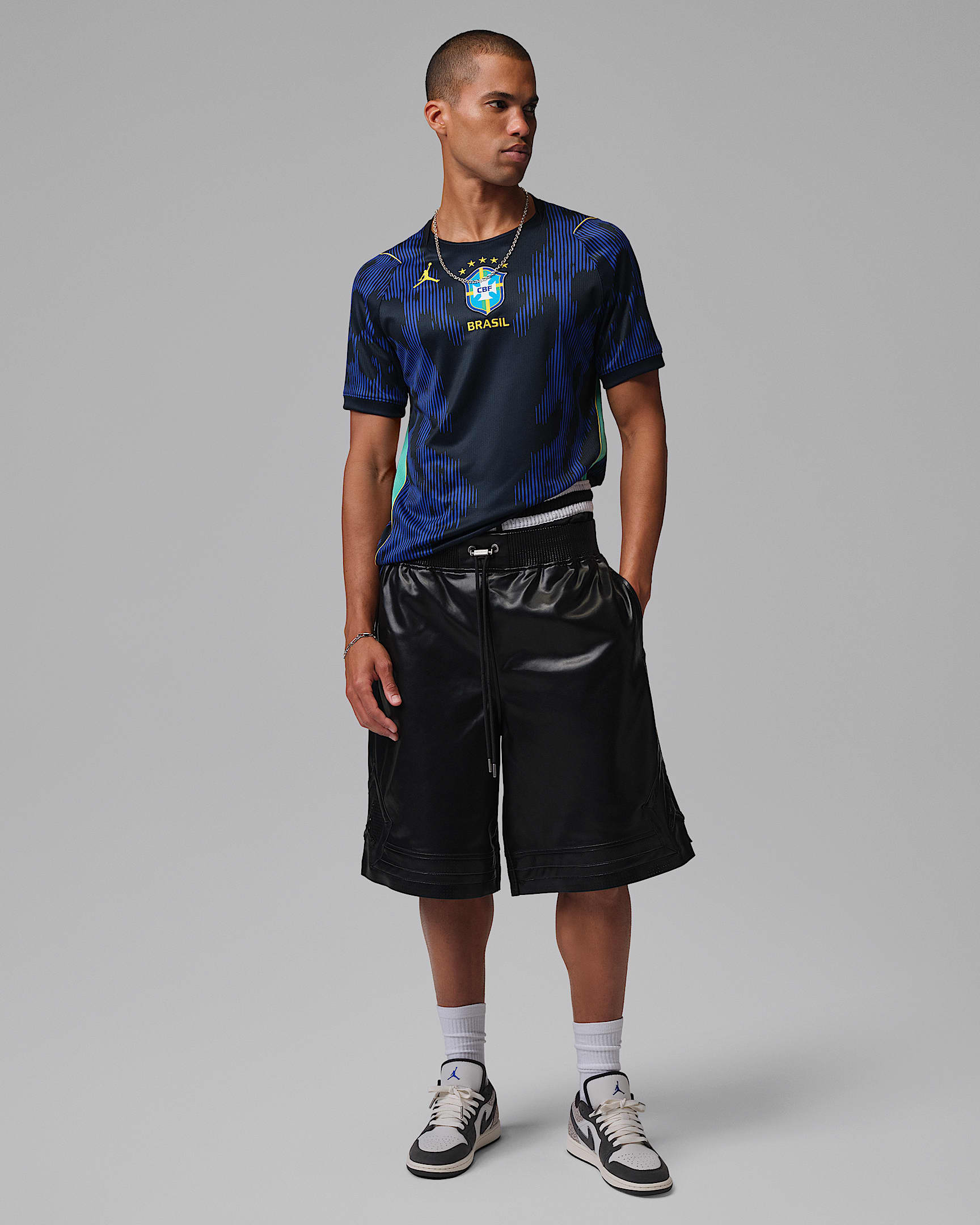 Brezilya Milli Takımı 2026 Stadyum Deplasman Nike Dri-FIT Erkek Futbol Forması - Old Royal/Siyah