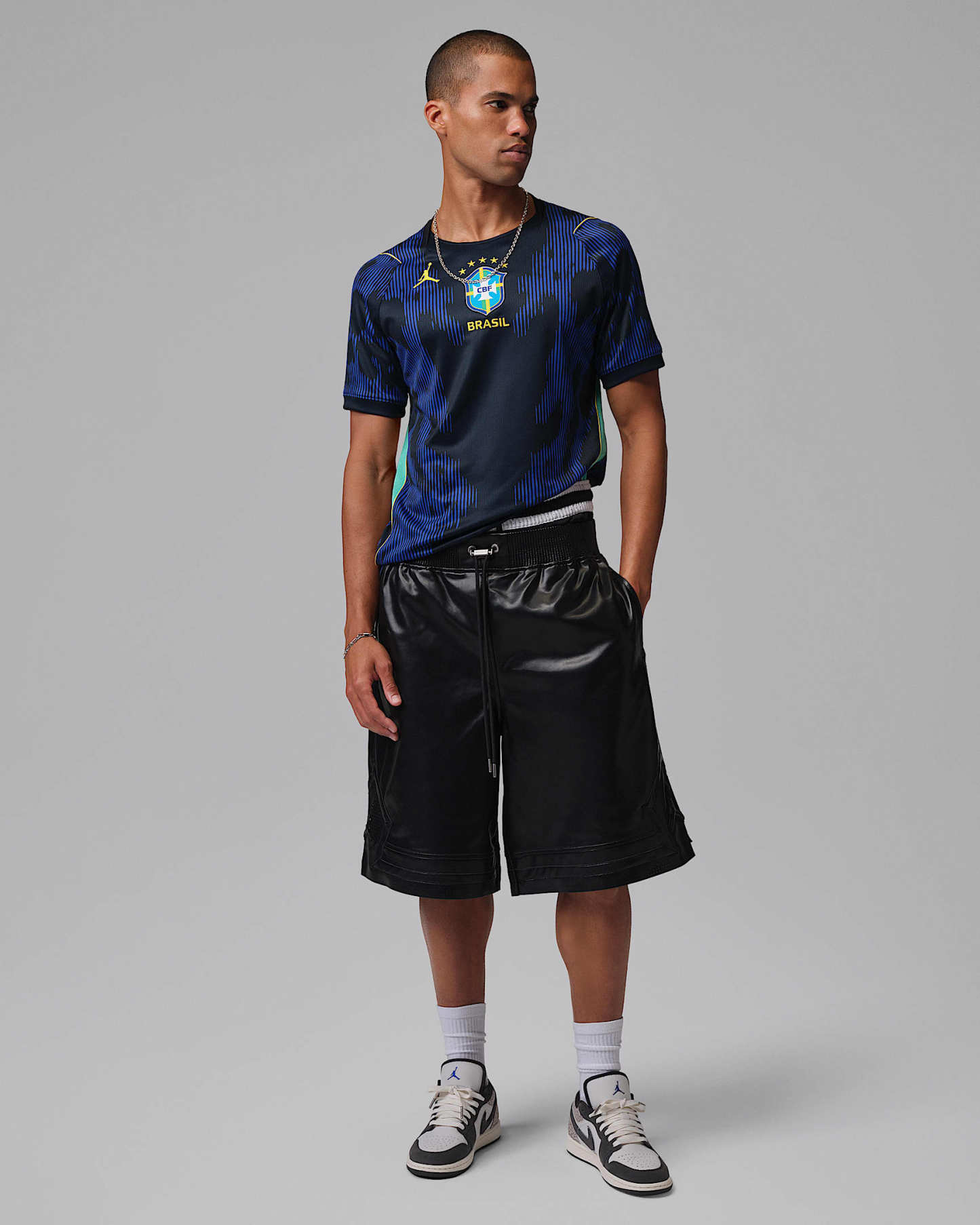 Brezilya Milli Takımı 2026 Stadyum Deplasman Nike Dri-FIT Erkek Futbol Forması - Old Royal/Siyah