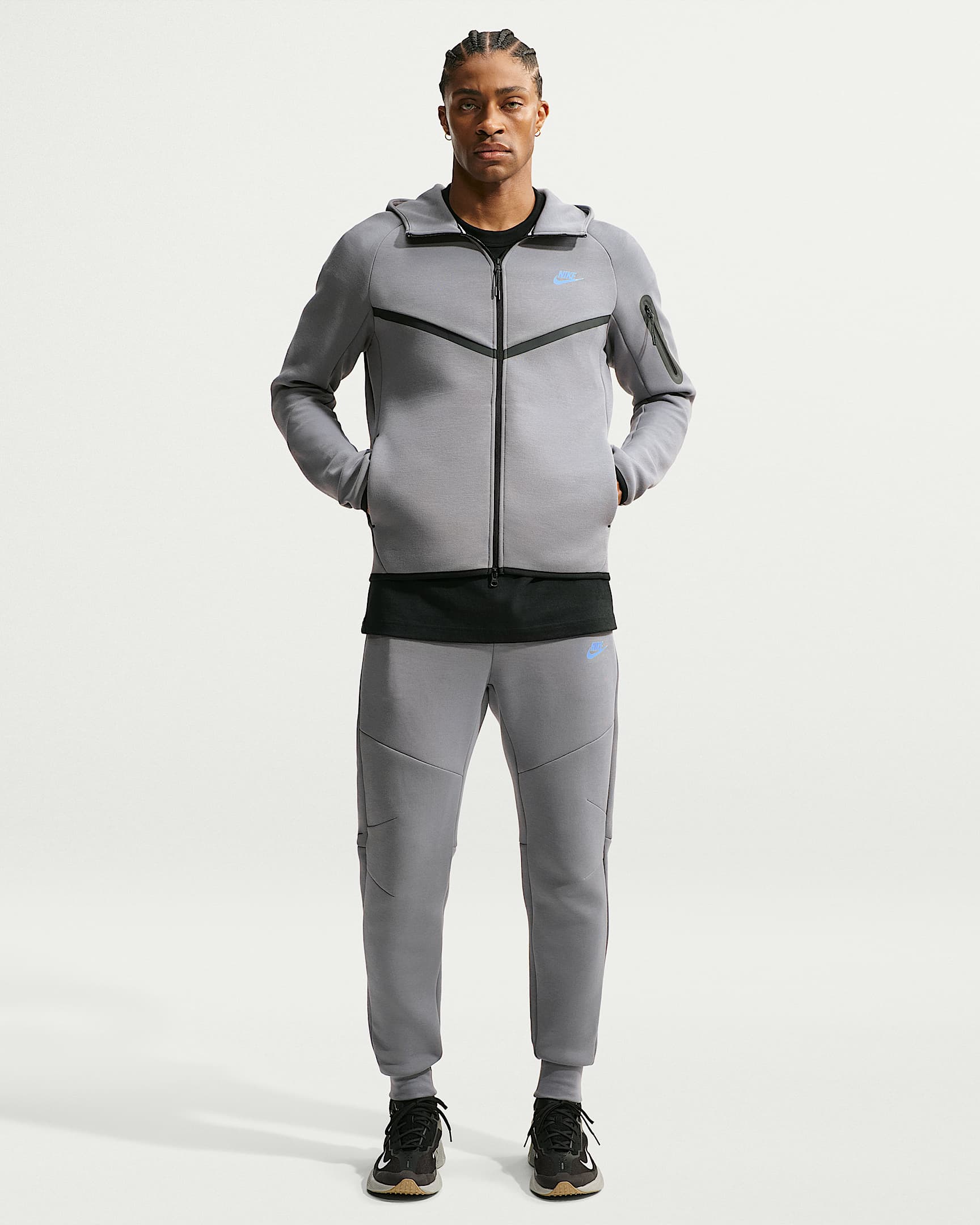 Nike Tech Fleece Erkek Jogger'ı - Smoke Grey/Football Blue