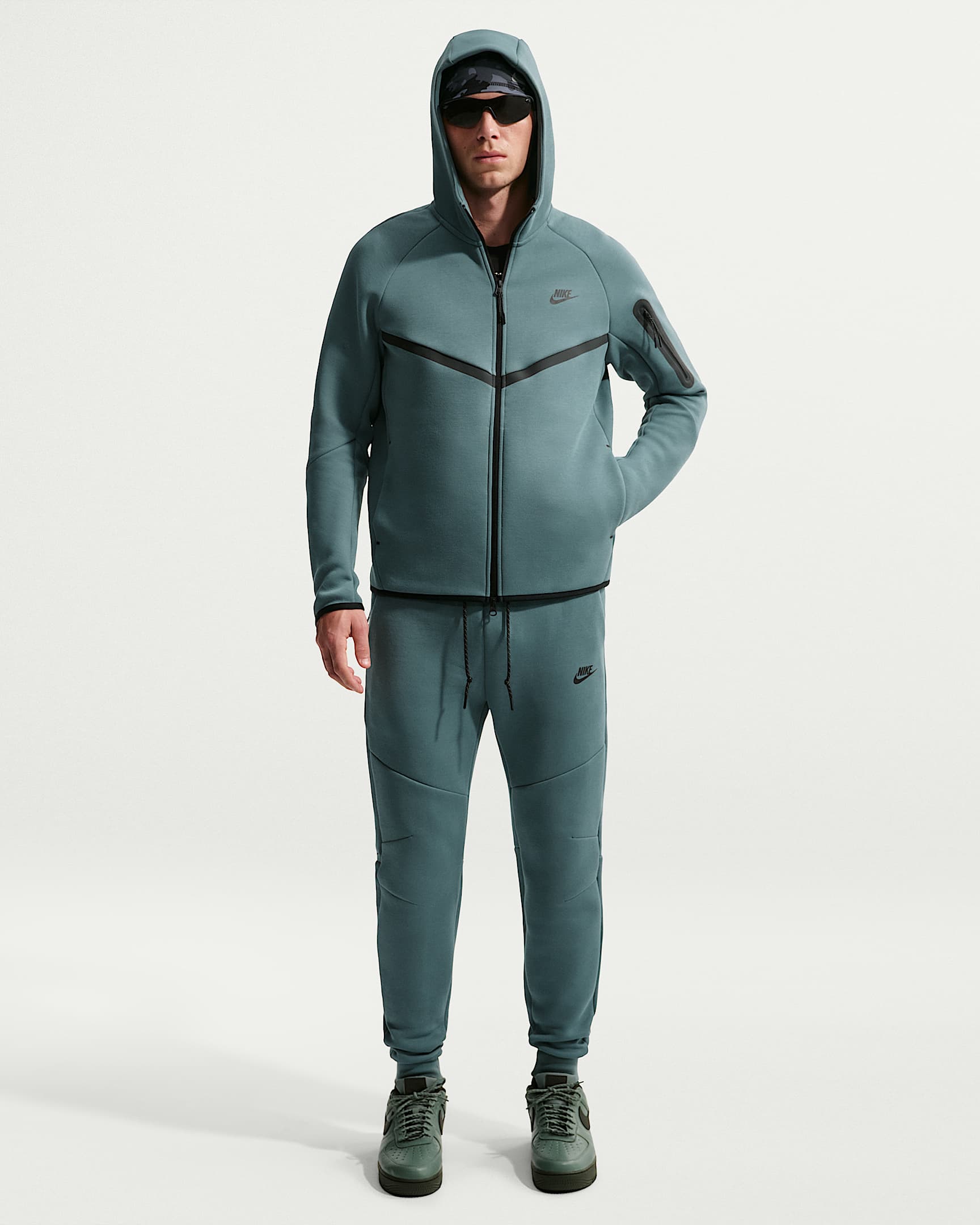Nike Tech Fleece Windrunner Tam Boy Fermuarlı Erkek Ceketi - Mineral Slate/Siyah