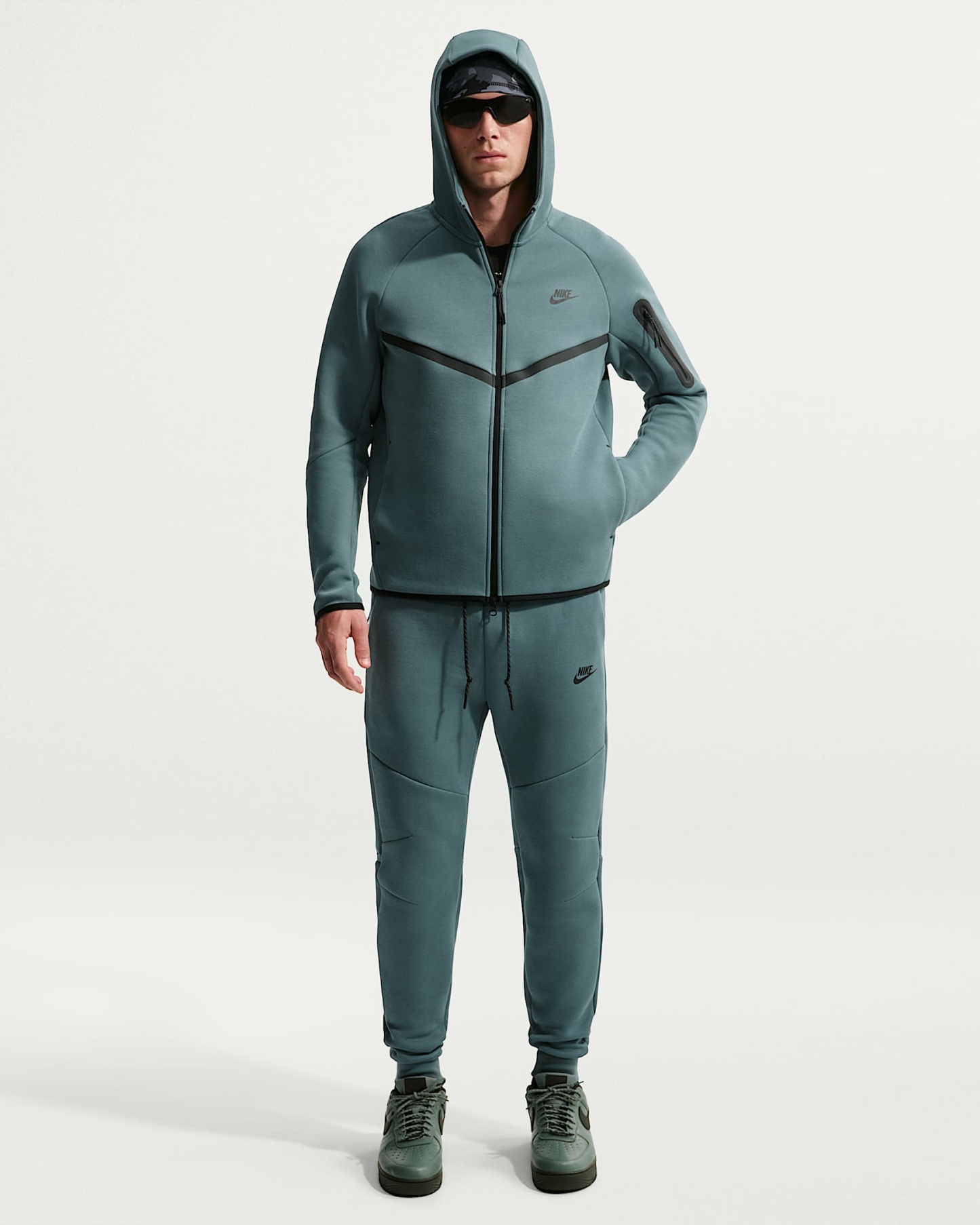 Nike Tech Fleece Windrunner Tam Boy Fermuarlı Erkek Ceketi - Mineral Slate/Siyah